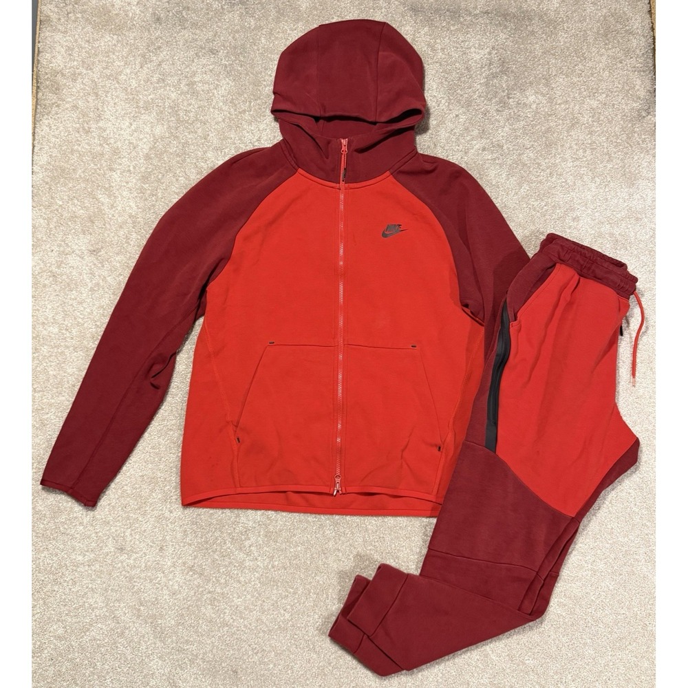Nike Tech Fleece Tracksuit Set Men's L Red Two Tone *Flaws